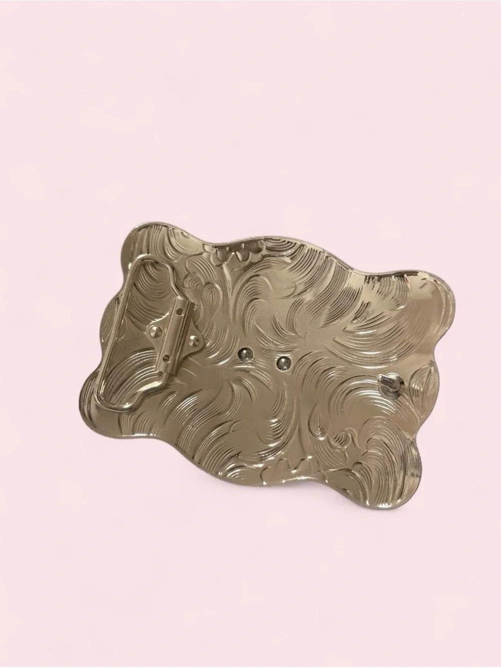 Decorative Longhorn Belt Buckle in Copper and Silver